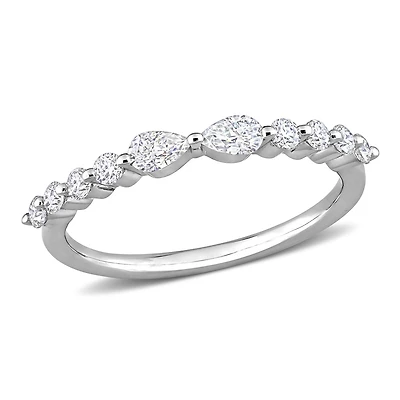 Miabella 2/5 Carat T.G.W. Created Moissanite Sterling Silver Semi-Eternity Ring