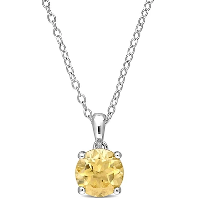 Miabella 1 1/4 Carat T.G.W. Citrine Sterling Silver Solitaire Pendant with Chain