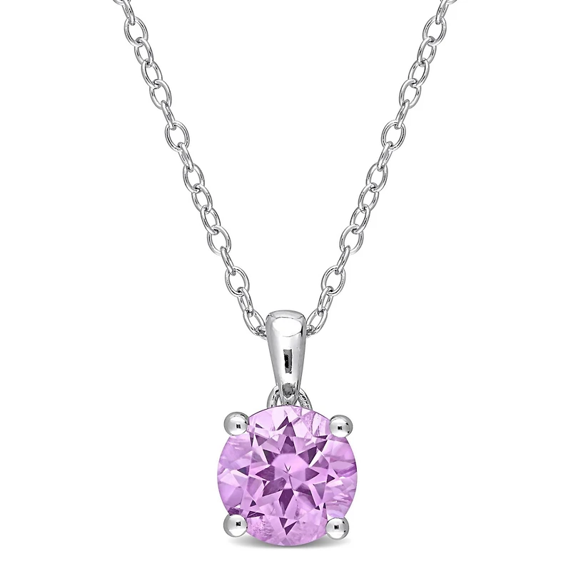 Pendentif Solitaire avec Chaîne Miabella avec 1 1/3 Carat PBT d'Améthyste en Argent Sterling