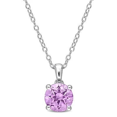 Pendentif Solitaire avec Chaîne Miabella avec 1 1/3 Carat PBT d'Améthyste en Argent Sterling