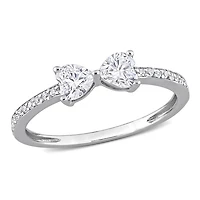 Bague Coeur à Deux-Pierres Miabella avec 3/5 Carat PBT de Moissanite en Argent Sterling