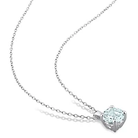 Pendentif Solitaire avec Chaîne Miabella avec 1 1/7 Carat PBT d'Aigue-marine en Argent Sterling