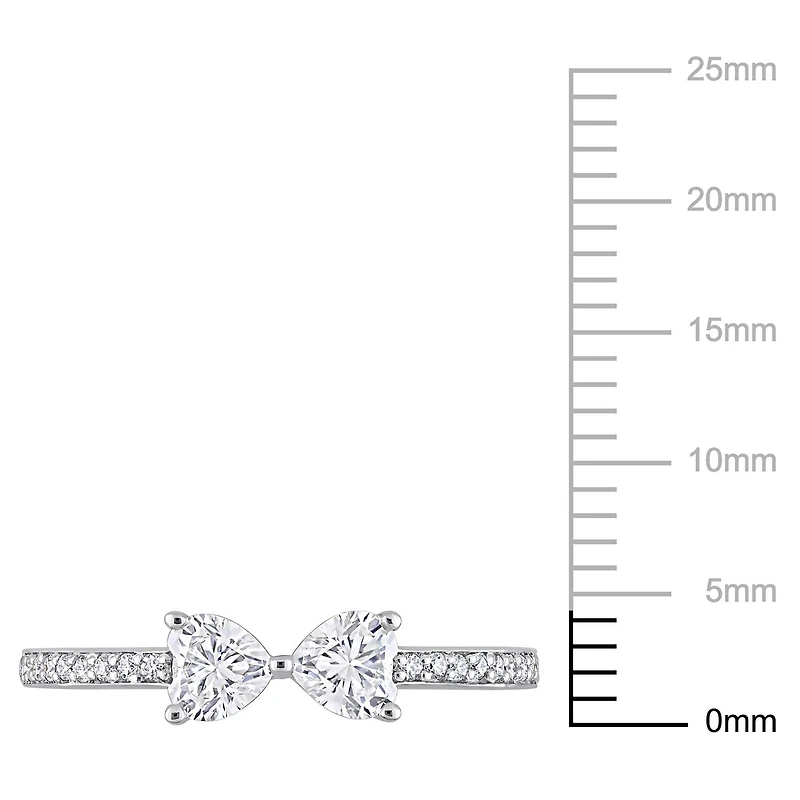Bague Coeur à Deux-Pierres Miabella avec 3/5 Carat PBT de Moissanite en Argent Sterling