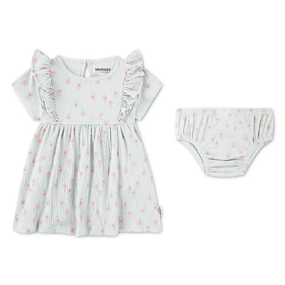 Ensemble 2 pièces Robe en Jacquard Froncé pour Bébé Fille Huggies Happy Hugs