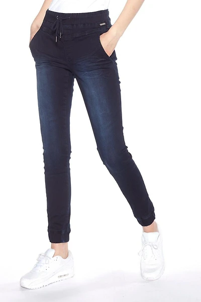 Foxy Jeans™ Ladies Pull-On Jogger | Dark Indigo Rinse