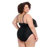 Krista Plus Women's Double Strap 1 PC Tankini W/Mesh Swim Top