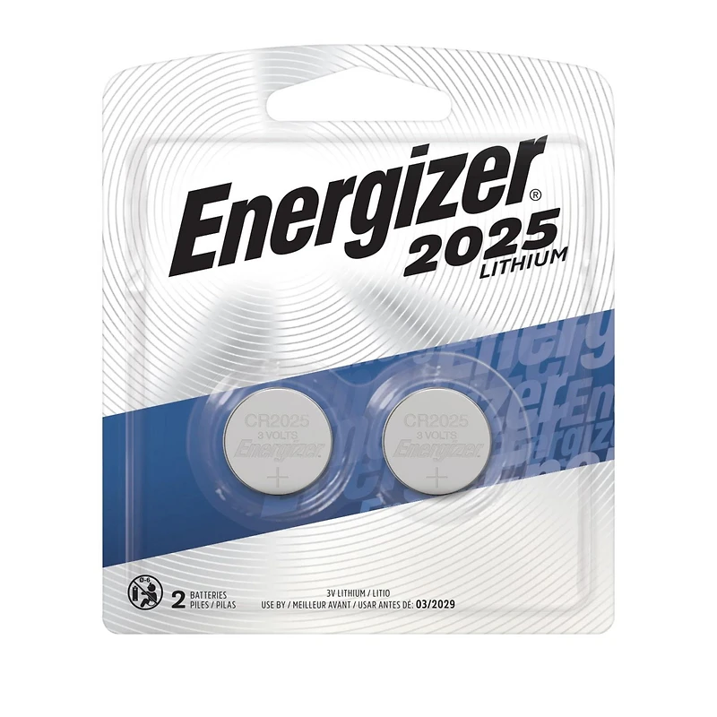 Energizer 2025 Batteries (2 Pack), 3V Lithium Coin Batteries