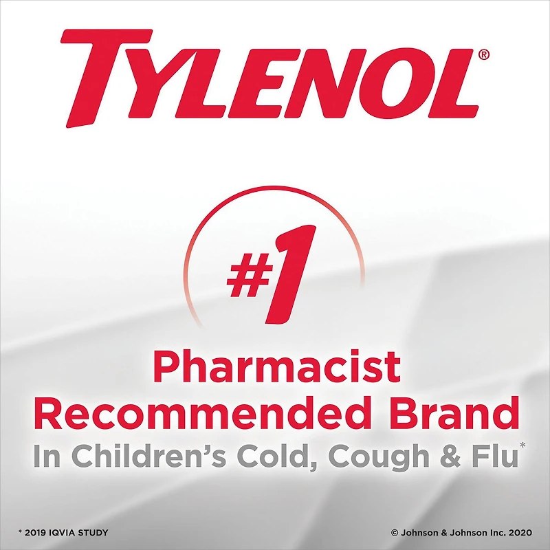 TYLENOL® Enfants, Fièvre et mal de gorge, comprimés à croquer, soulage la fièvre et le mal de gorge, saveur de raisin, pour les enfants de 2 à 11 ans, 20 comprimés 20 comprimés