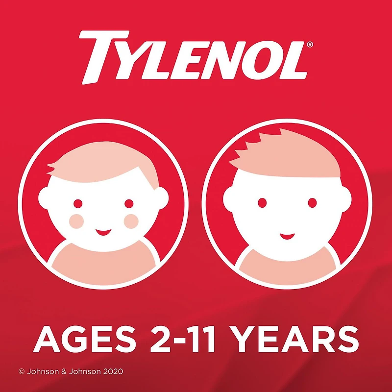 TYLENOL® Enfants, Fièvre et mal de gorge, comprimés à croquer, soulage la fièvre et le mal de gorge, saveur de raisin, pour les enfants de 2 à 11 ans, 20 comprimés 20 comprimés