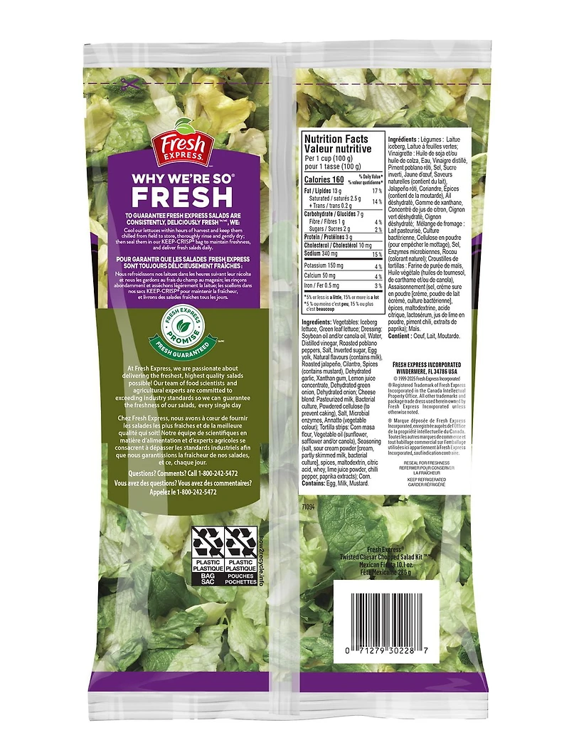 Fresh Express Mexican Fiesta Twisted Caesar Chopped Salad Kit