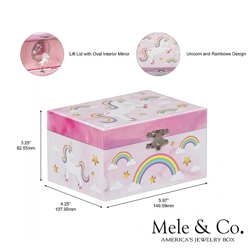 Mele and Co Skylar Pink Musical Unicorn Jewellery Box