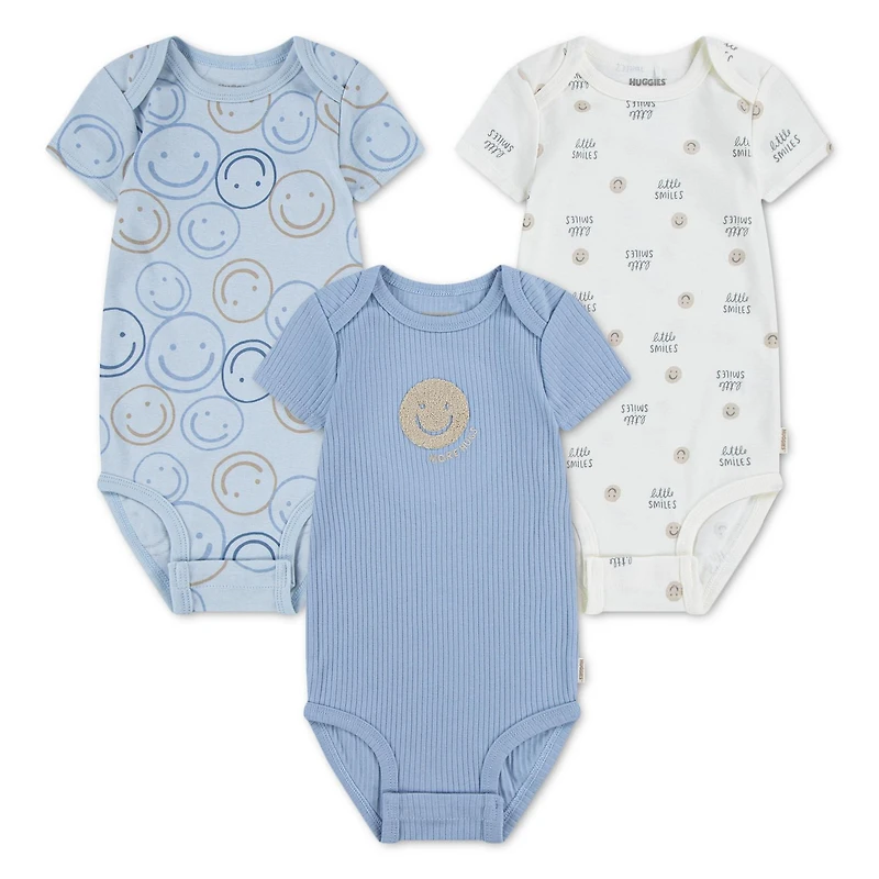 Huggies Baby Boys' Layette Organic Cotton 3-Pack Ribbed Bodysuits