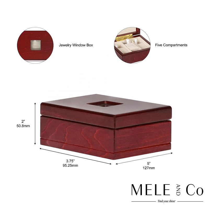 Mele and Co Liz Jewellery Window Box in Cherry Wood Finish