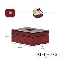 Mele and Co Liz Jewellery Window Box in Cherry Wood Finish