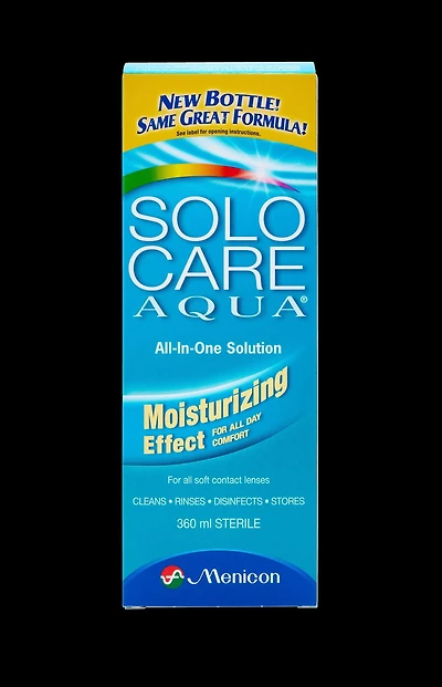 Solution tout-en-un Aqua de Solocare pour lentilles de contact douces 360ML Solution tout-en-un