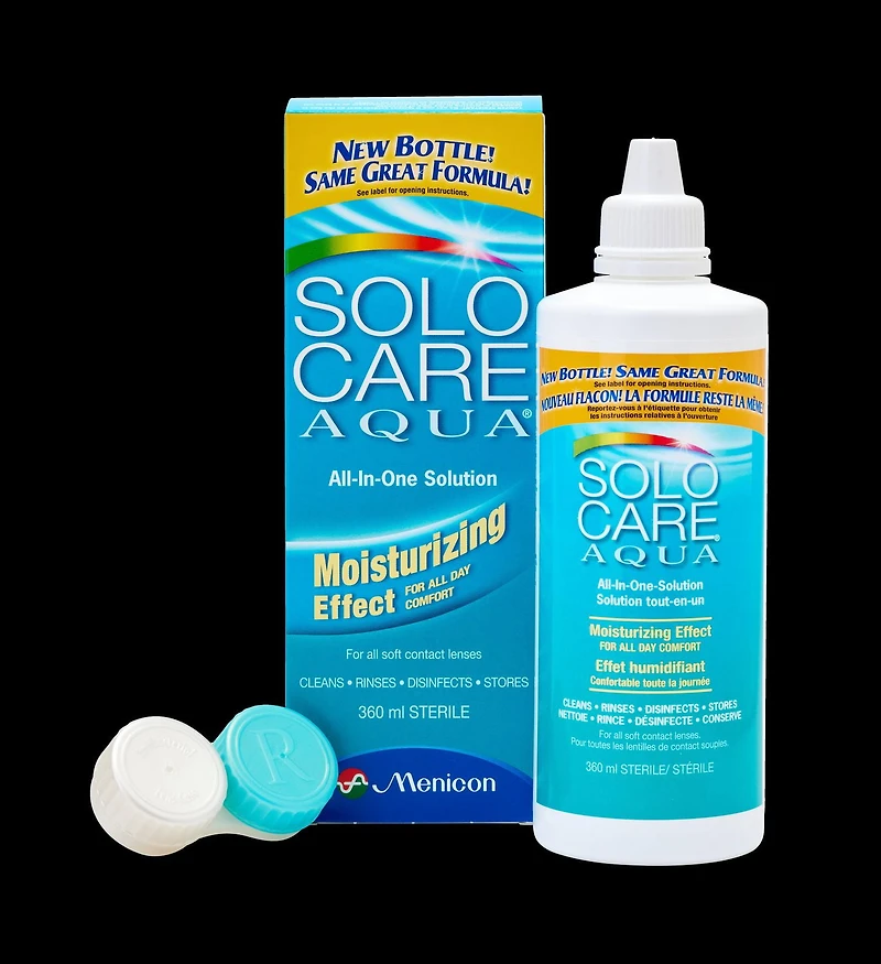 Solution tout-en-un Aqua de Solocare pour lentilles de contact douces 360ML Solution tout-en-un