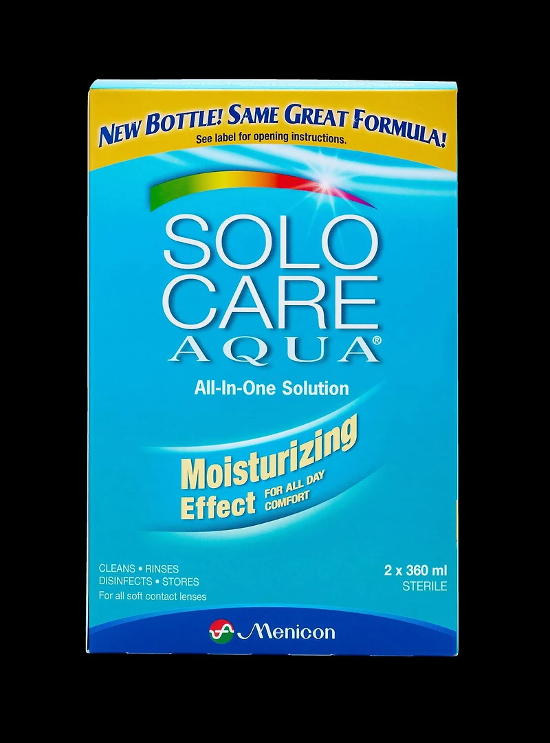 Solution tout-en-un Aqua de Solocare pour lentilles de contact douces 2X360 Paquet double Solution tout-en-un