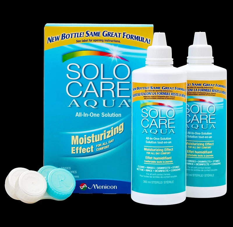 Solution tout-en-un Aqua de Solocare pour lentilles de contact douces 2X360 Paquet double Solution tout-en-un