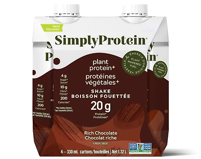Protéines Végétales+Boission Fouettée Chocolat Riche | 4x330ml