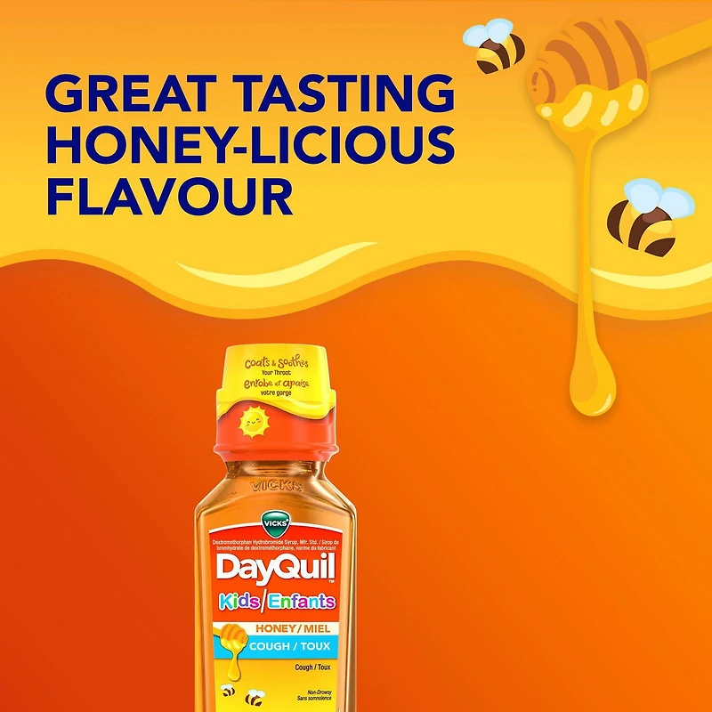 Vicks DayQuil Kids Honey Cough Medicine, Honey Flavour, Relieves Cough