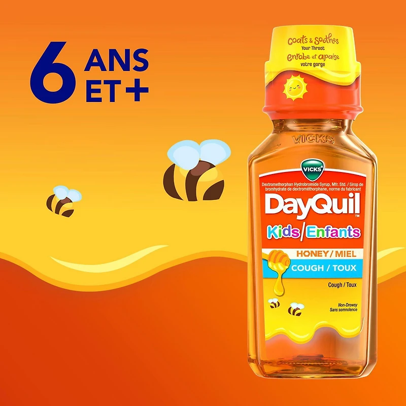 Vicks DayQuil Kids Honey Cough Medicine, Honey Flavour, Relieves Cough