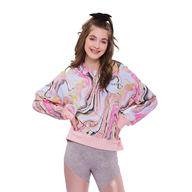 Sweat à capuche zippé Justice Swirl pour fille