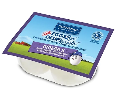 Burnbrae Farms EGGS2go! Omega 3 Hard Boiled Snack Pack, Minimum net weight - 88g