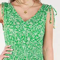 DV Sleeveless floral maxi dress with V-neck and a tiered ruffled hem