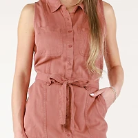 DV Mini-robe sans manches en tencel avec ceinture