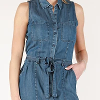 DV Tencel sleeveless mini shirtdress with tie belt