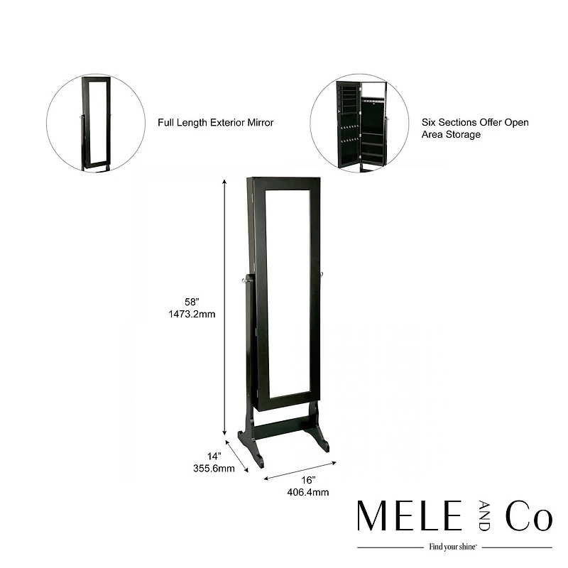 Mele and Co Armoire à bijoux en bois verrouillable Victoria Java