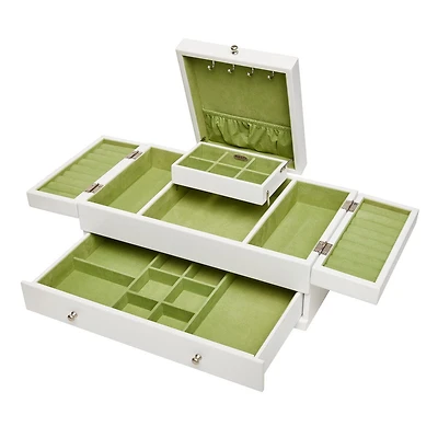 Mele and Co Boîte à bijoux en bois à triple couvercle blanc Everly