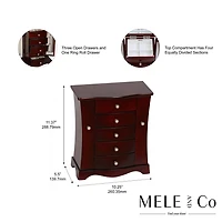 Mele and Co Bette Mahogany Finish Wooden Jewellery Box