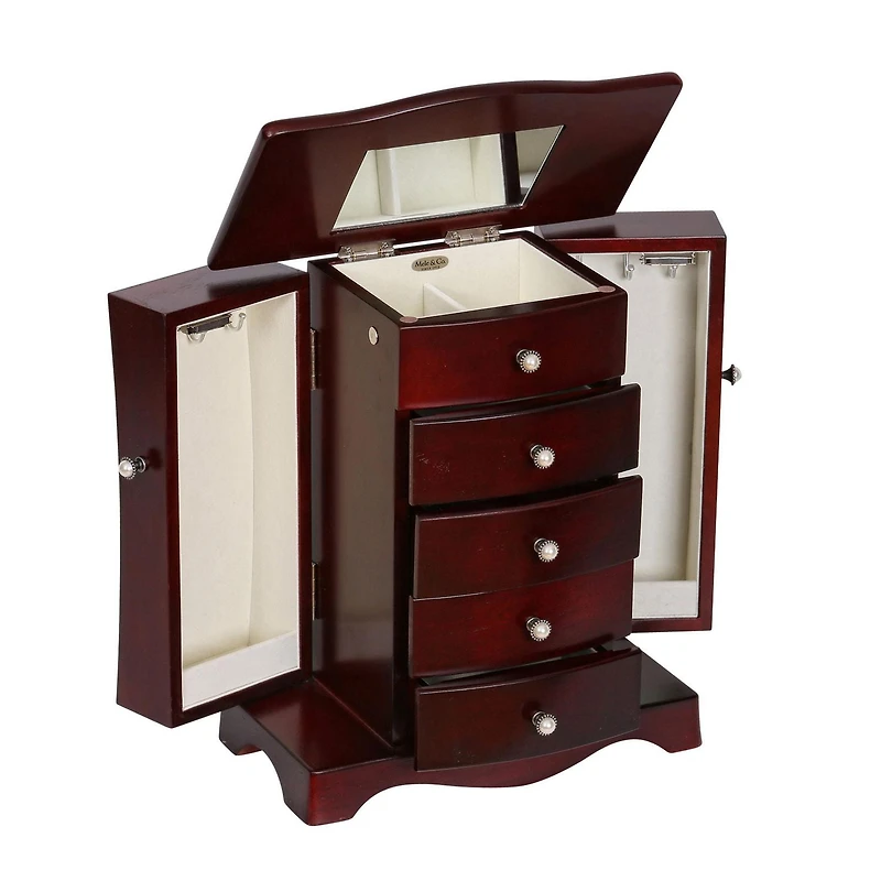 Mele and Co Bette Mahogany Finish Wooden Jewellery Box