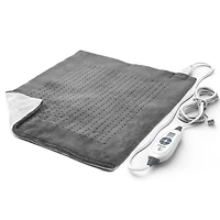 Pure Enrichment® PureRelief™ XXL (20" x 24") Electric Heating Pad for Back Pain and Cramps - 6 InstaHeat™ Settings, Machine Washable, Soft Microplush, 2-Hour Auto Shut-Off, & Storage Bag (Gray)