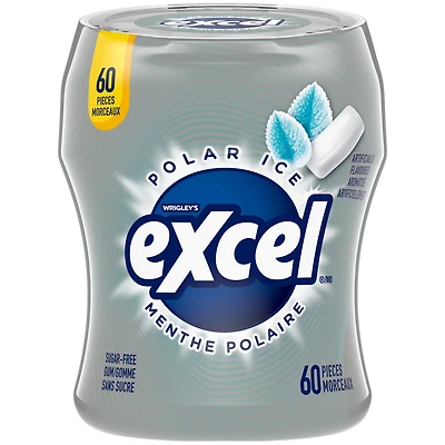 EXCEL, Polar Ice Flavoured Sugar Free Chewing Gum, 60 Pieces, 1 Bottle, 1 Bottle, 60 Pellets