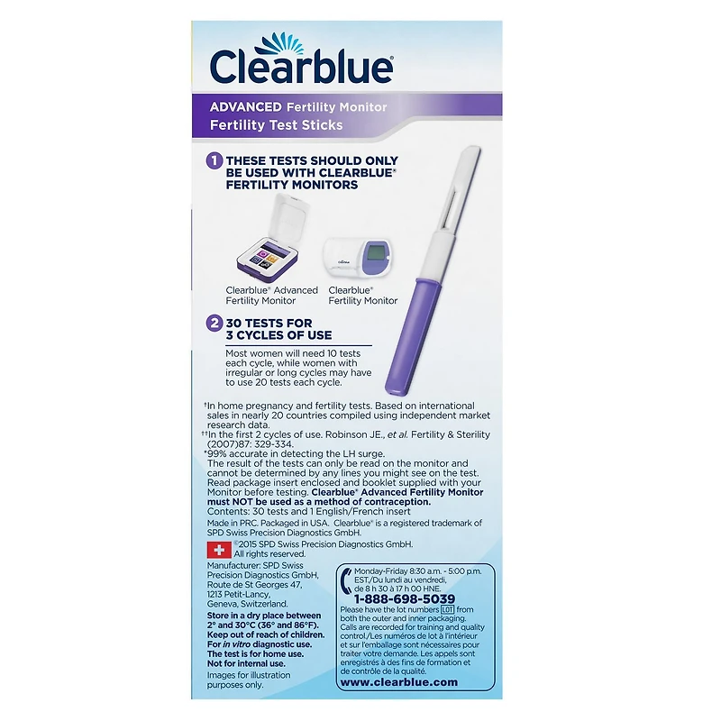 Moniteur de fertilité Clearblue® Advanced, bâtonnets-tests de fertilité