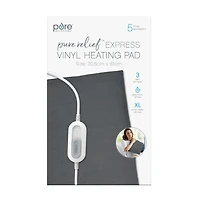 Coussin chauffant en vinyle Pure Enrichment® + PureRelief™ XL Express pour soulager les douleurs du dos, du cou et des épaules - 3 réglages de chaleur avec contrôleur à bouton coulissant, lavable en machine, 30,5 cm x 61 cm (gris)