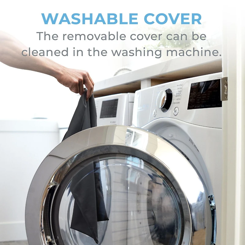 Coussin chauffant en vinyle Pure Enrichment® + PureRelief™ XL Express pour soulager les douleurs du dos, du cou et des épaules - 3 réglages de chaleur avec contrôleur à bouton coulissant, lavable en machine, 30,5 cm x 61 cm (gris)