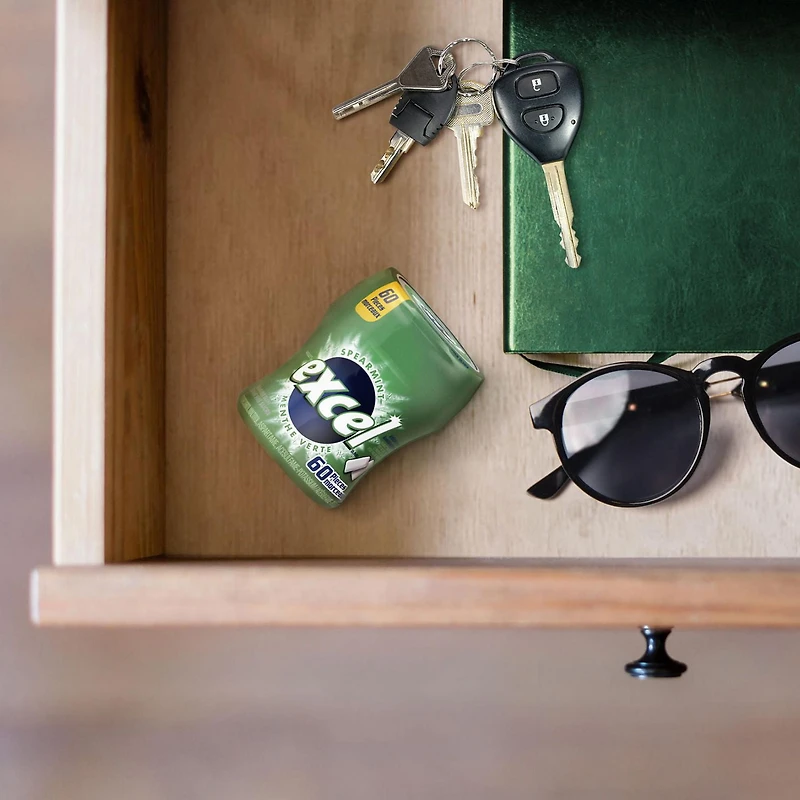 EXCEL, Menthe verte, gomme à mâcher sans sucre, 60 morc., 1 bouteille 1 bouteille, 60 morceaux