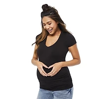 Paisley Sky Maternity Short Sleeve V-Neckline Tee, Sizes S-XXL