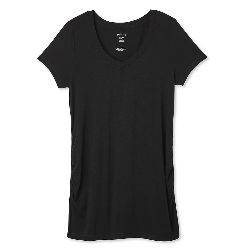 Paisley Sky Maternity Short Sleeve V-Neckline Tee, Sizes S-XXL