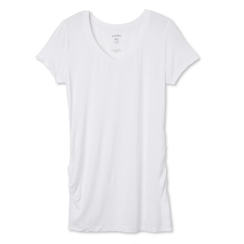 T-shirt à manches courtes avec encolure en V Paisley Sky Maternité Tailles P-TTG