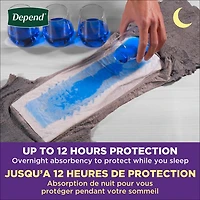 Sous-vêtements d’incontinence Depend Night Defense pour hommes, nuit, taille TG, emballage de 48