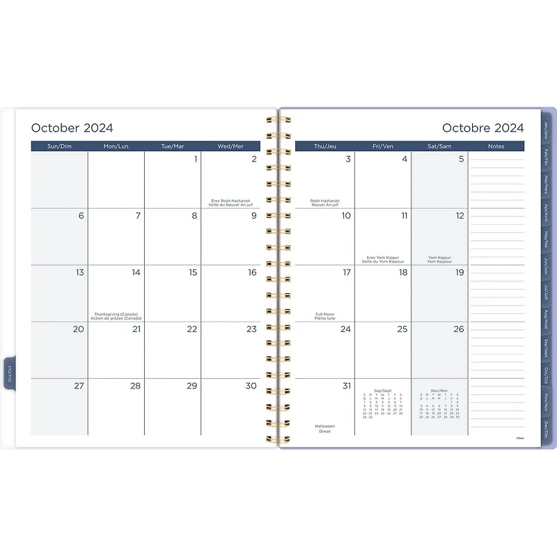 Grand agenda hebdomadaire/mensuel Mead rose violette