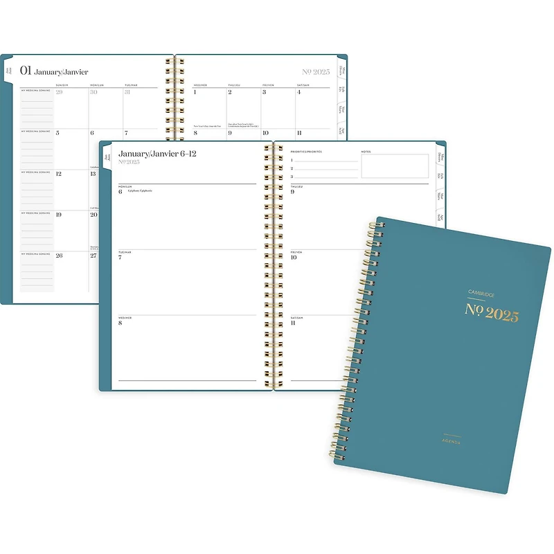Petit agenda hebdomadaire/mensuel Cambridge WorkStyle Classic, bleu sarcelle