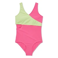 Maillot de bain 1 pièce cache-cœur avec blocs couleurs Justice pour filles