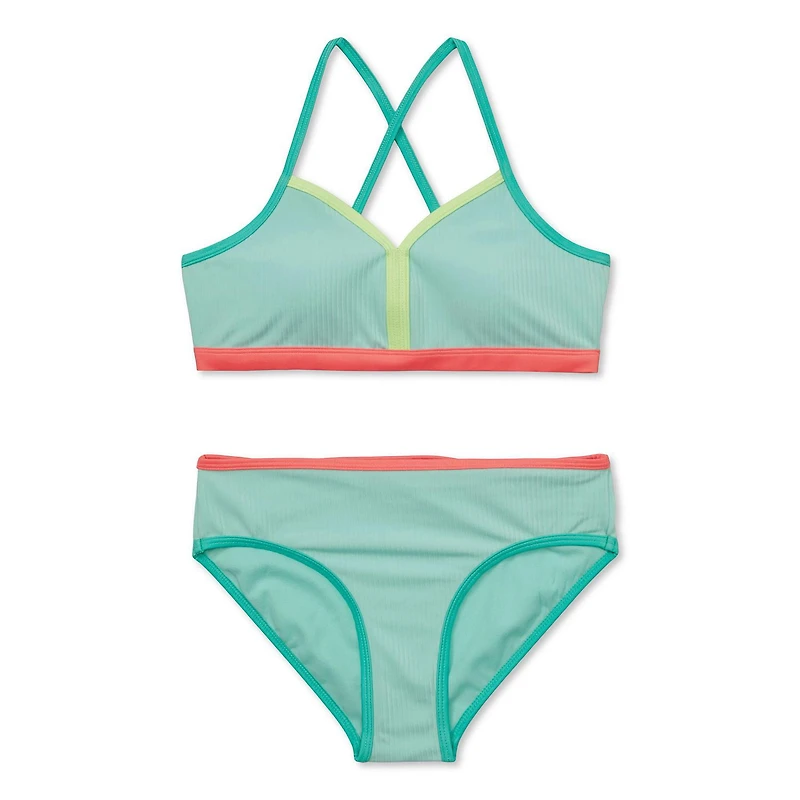 Justice Girls' Two Piece Colour Blocking Bikini Set