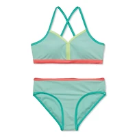 Justice Girls' Two Piece Colour Blocking Bikini Set