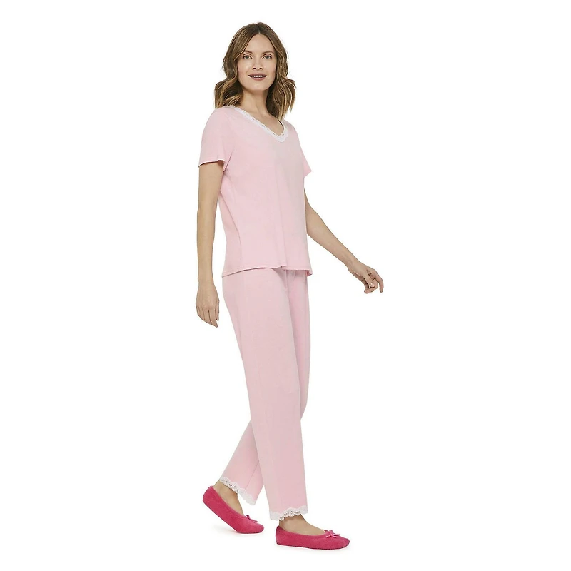 George Women's Lace Trimmed Capri & Tee 2-Piece Sleep Set